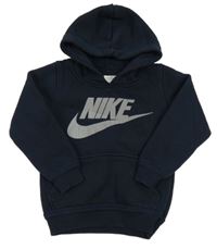 Tmavomodrá mikina s logem a kapsou a kapucí Nike