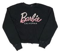 Černá crop mikina s logem Barbie