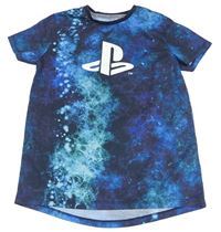 Černo-zeleno-modré vzorované tričko s logem PlayStation Primark