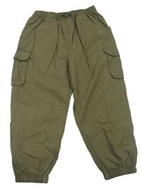 Khaki plátěné cargo cuff kalhoty F&F
