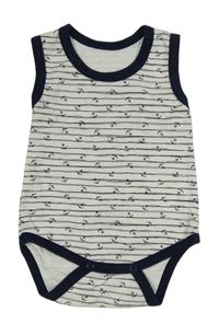 Bílo-tmavomodré pruhované body s kotvami