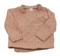 Starorůžový perforovaný zavinovací svetr M&S