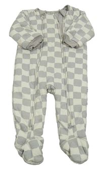 Světlešedo-šedý kostkovaný zateplený overal Next