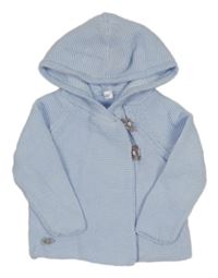Světlemodrý zavinovací svetr s kapucí