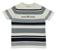 Bílo-šedo-tmavomodré pruhované pletené tričko s nápisem River Island