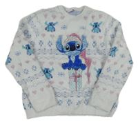 Světlemodrý vzorovaný chlupatý svetr se Stitchem Disney