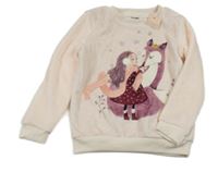 Nové - Světlerůžová chlupatá mikina s dívkou a liškou Pep&Co