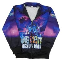 Modro-fialová propínací mikina s potiskem - Fortnite