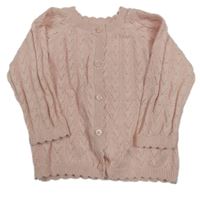 Růžový perforovaný propínací svetr F&F