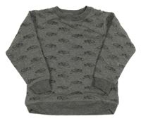 Šedá melírovaná mikina s auty