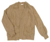 Hnědý chlupatý svetrový cardigan Next