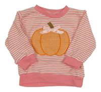 Růžovo-bílá pruhovaná mikina s dýní