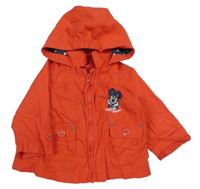 Červená šusťáková jarní bunda s Minnie a kapucí C&A