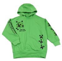 Zelená mikina s Minecraft a kapucí