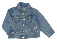 Modrá riflová bunda s výšivkami květin So Cute