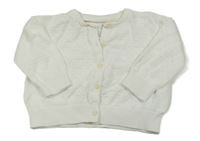 Smetanový perforovaný propínací svetr H&M