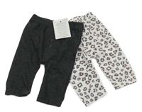 Nové - 2x lehké tepláky s knoflíky - bílé vzorované + antracitové Ergee