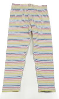 Bílo-barevné pruhované legíny Pocopiano