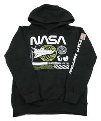 Černá mikina s raketou a kapucí - NASA