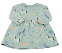 Světlezelené teplákové šaty s jednorožci a duhami George