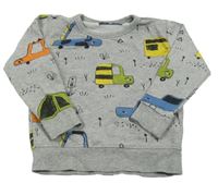 Šedá melírovaná mikina s auty Next