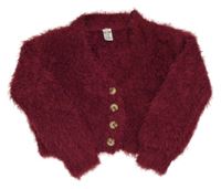 Vínový chlupatý propínací crop svetr Dopodopo