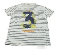 Bílo-modré pruhované tričko s číslem Zara