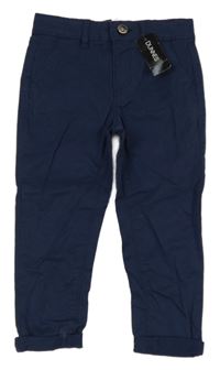 Nové - Tmavomodré plátěné chino kalhoty Dunnes