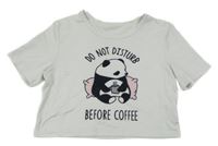 Bílé crop tričko s pandou Shein