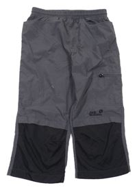Tmavošedo-černé outdoorové capri kalhoty Jack Wolfskin
