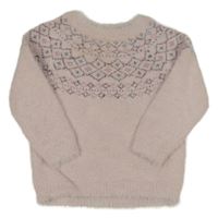 Světlerůžový chlupatý svetr se vzorem Primark