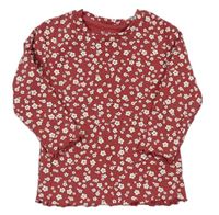 Červeno-bílé květované žebrované triko Nutmeg