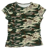 Béžovo-zelené army tričko 