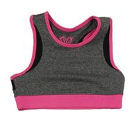 Šedo-růžový sportovní crop top F&F