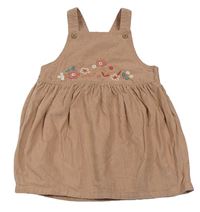 Starorůžové manšestrové laclové šaty s výšivkami květů M&S