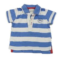 Bílo-modré pruhované polo tričko