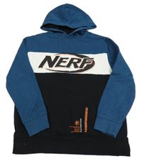Petrolejovo-černá mikina s kapucí a nápisem - Nerf zn. C&A