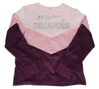 Růžovo-vínová plyšová mikina s nápisem C&A