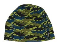 Zeleno-modrá vzorovaná bavlněná čepice 