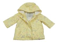 Žlutá květovaná šusťáková zateplená bunda s kapucí George