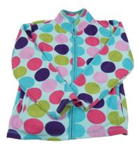 Modro-barevná puntíkatá fleecová propínací mikina 