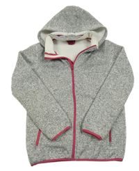 Šedá melírovaná pletená propínací thermo mikina s kapucí Y.F.K.