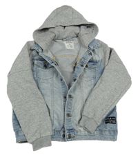 Modro-šedá riflová/tepláková bunda s kapucí Pepperts