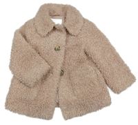 Světlerůžový huňatý podšitý kabát F&F