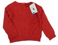 Nové - červený svetr s 3D kvítky Mayoral