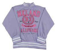 Fialová mikina s nápisy 