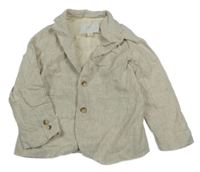 Béžové melírované lněné sako Zara