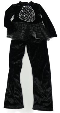 Kostým - černý sametový overal s našitou tylovou sukní a flitry George