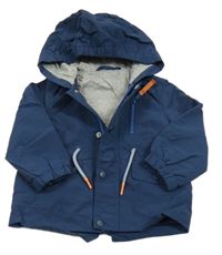 Tmavomodrá šusťáková jarní bunda s kapucí 