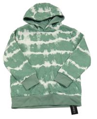 Zeleno-bílá batikovaná mikina s kapucí dunnes